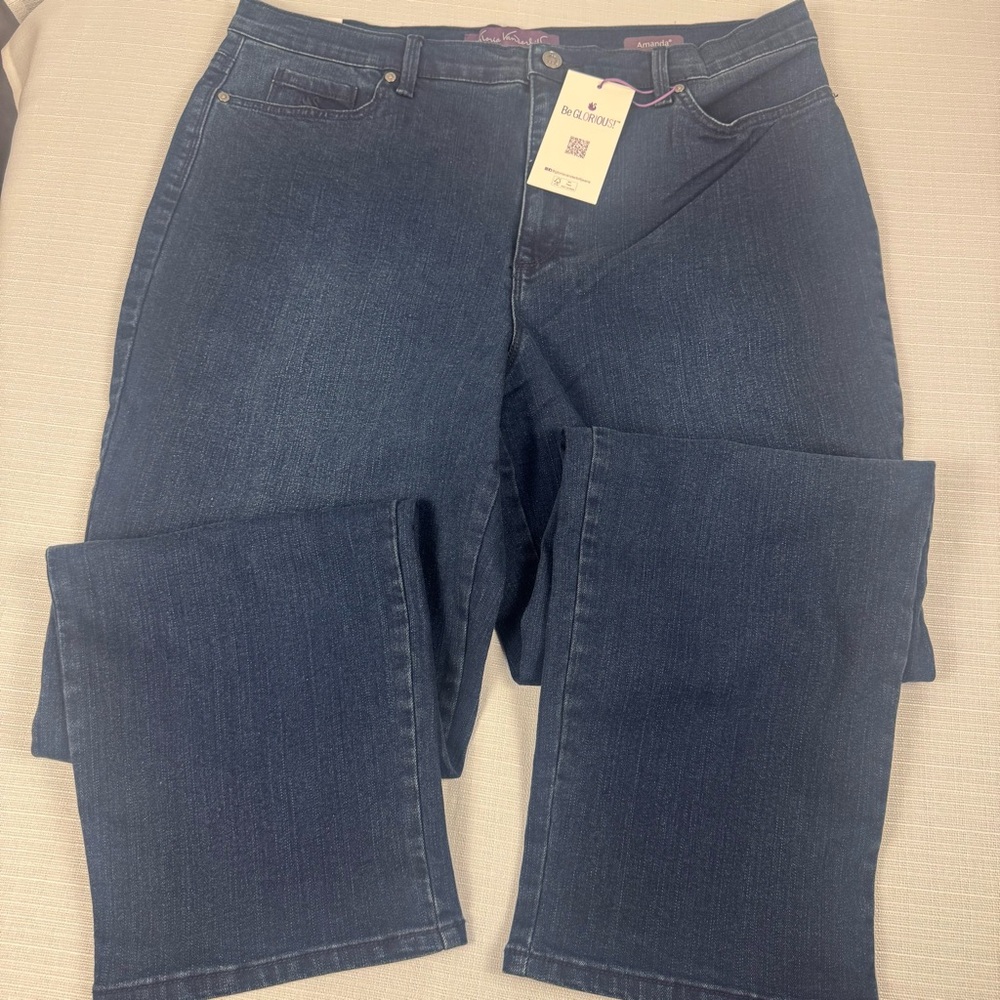 Gloria Vanderbilt Womens Amanda Slimming Jeans Blue Stretch Denim 18 Average New